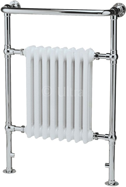 Larger image of Ultra Radiators Rochester Heated Towel Rail (Chrome & White). 673x963mm.