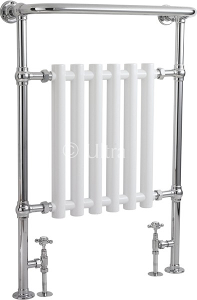 Larger image of Ultra Radiators Ealing Heated Towel Rail (Chrome & White). 673x963mm.