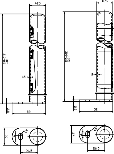 Technical image of Hudson Reed Colosseum 4 x Floor Mounting Colosseum Radiator Legs (Black).