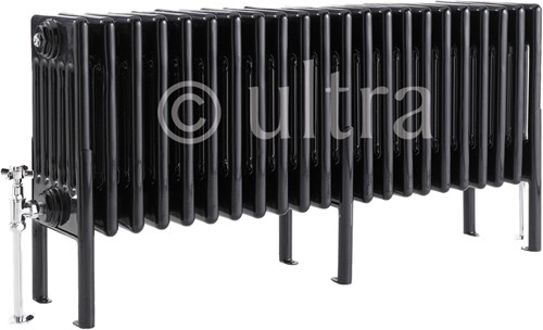 Larger image of Hudson Reed Colosseum 6 Column Radiator With Legs (Black). 1011x480x220mm.