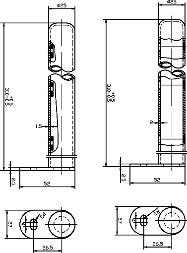 Technical image of Hudson Reed Colosseum 4 x Floor Mounting Colosseum Radiator Legs (Silver).