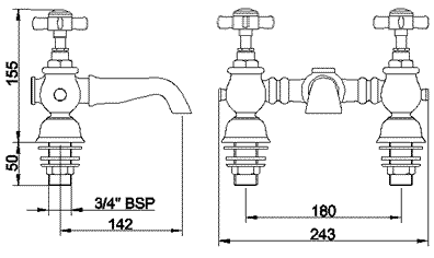 Technical image of Ultra Beaumont Luxury Bath Filler (Chrome)