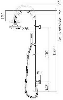 Technical image of Hudson Reed Icon Twin Thermostatic Shower Valve With Grand Rigid Riser Kit.