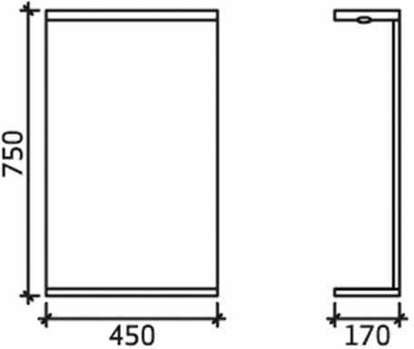 Technical image of Italia Furniture Vanity Unit Pack With Type 1 Basin & Mirror (450mm, White).