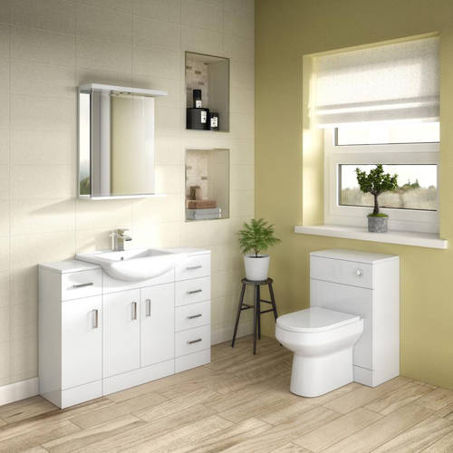 Example image of Italia Furniture Vanity Unit Pack With Type 2 Basin & Mirror (550mm, White).