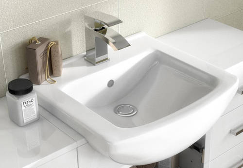 Example image of Italia Furniture Vanity Unit Pack With Type 2 Basin & Mirror (650mm, White).