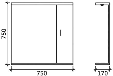 Technical image of Italia Furniture Vanity Unit Pack With Type 1 Basin & Mirror (750mm, White).