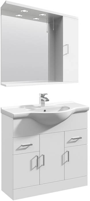 Larger image of Italia Furniture Vanity Unit Pack With Type 1 Basin & Mirror (850mm, White).