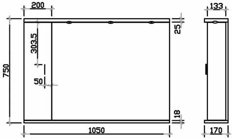 Technical image of Italia Furniture Vanity Unit Pack With Type 1 Basin & Mirror (1050mm, White).