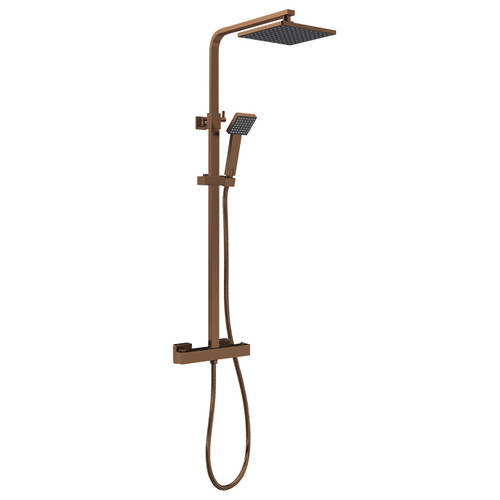 Nuie Brushed Bronze Square Thermostatic Bar Valve And Shower Kit - Image 2