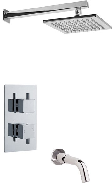 Larger image of Premier Showers Twin Thermostatic Shower Valve With Head & Bath Spout.