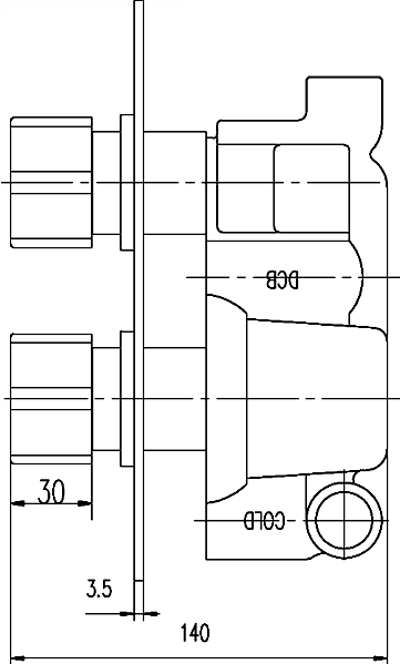 Technical image of Premier Showers Twin Thermostatic Shower Valve With Head & Bath Spout.