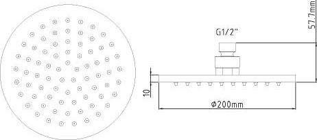 Technical image of Premier Showers Twin Thermostatic Shower Valve, LED Head & Bath Spout.