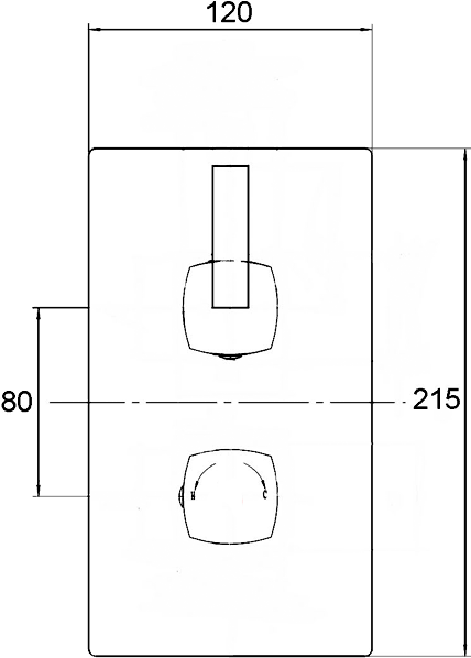 Technical image of Premier Showers Twin Thermostatic Shower Valve With Head & Rainbars.