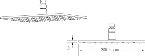 Technical image of Premier Showers Triple Shower Valve, LED Head & Slide Rail Kit & Bath Spout.