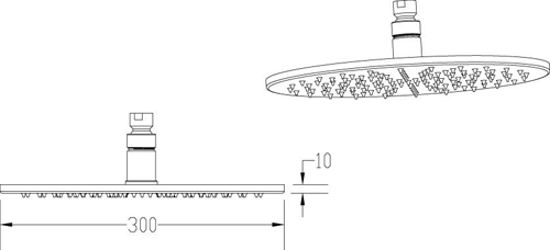 Technical image of Premier Showers Triple Shower Valve, LED Head & Slide Rail Kit & Bath Spout.