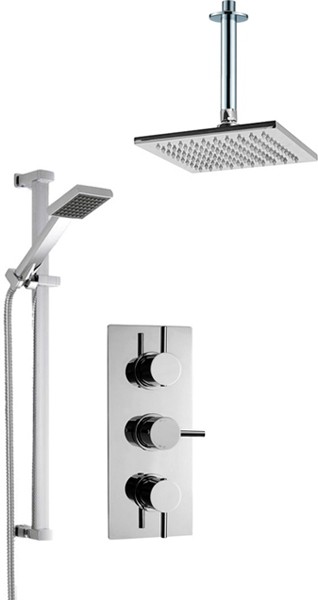 Larger image of Crown Showers Shower Set With Square Handset & Square Head (200x200mm).