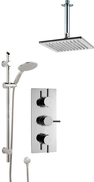 Larger image of Crown Showers Shower Set With Round Handset & Square Head (200x200mm).