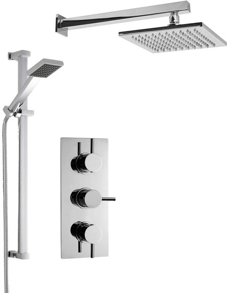 Larger image of Crown Showers Shower Set With Square Handset & Square Head (200x200mm).