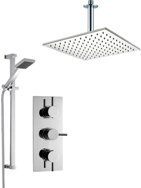 Larger image of Crown Showers Shower Set With Square Handset & Square Head (400x400mm).