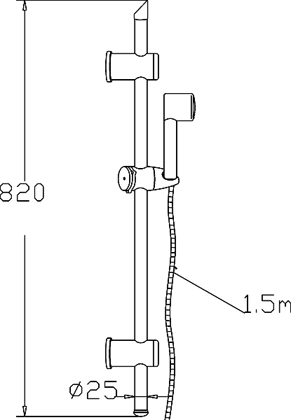 Technical image of Crown Showers Shower Set With Round Handset & Square Head (400x400mm).