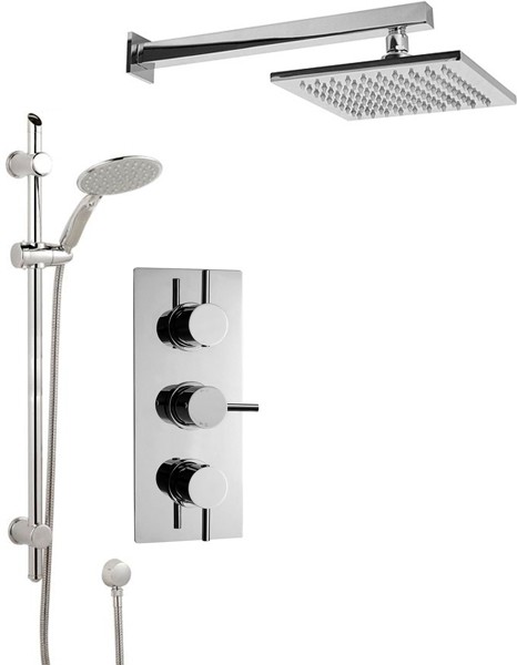 Larger image of Crown Showers Shower Set With Round Handset & Square Head (200x200mm).