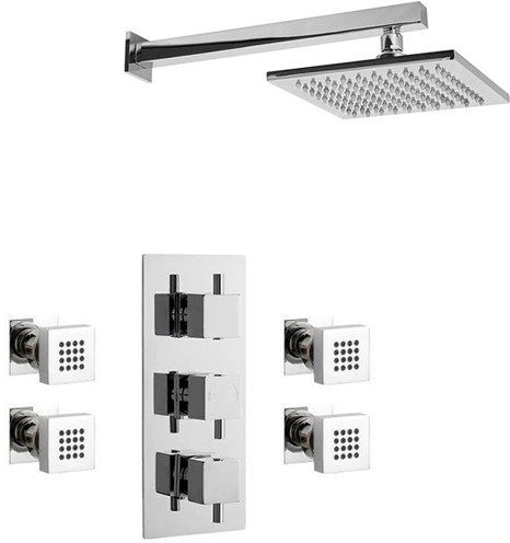 Larger image of Crown Showers Shower Set With Body Jets & Square Head (200x200mm).