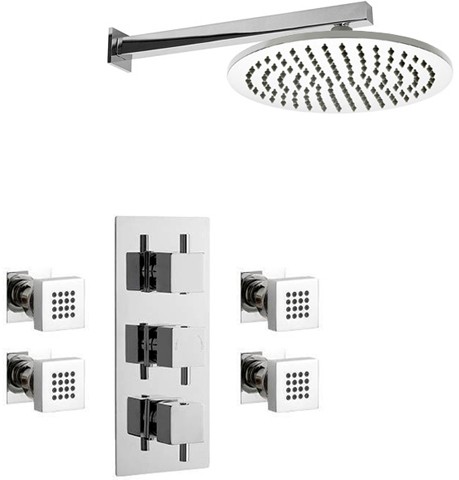 Larger image of Crown Showers Shower Set With Body Jets & Round Head (300mm).