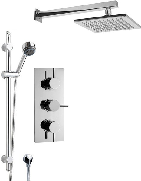 Larger image of Crown Showers Shower Set With Round Handset & Square Head (200x200mm).