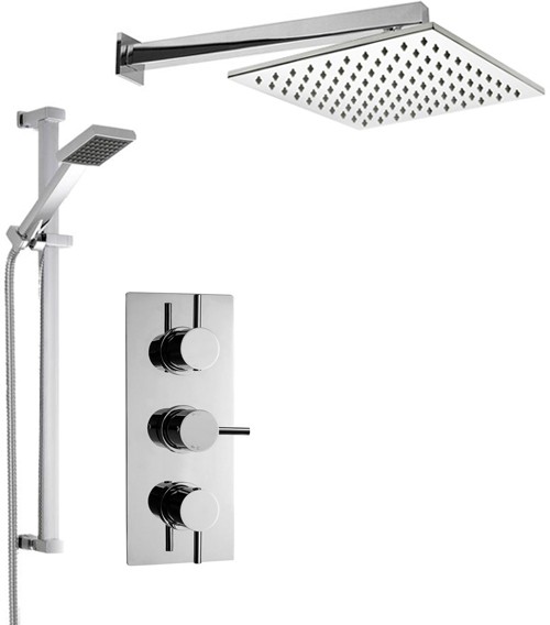 Larger image of Crown Showers Shower Set With Square Handset & Square Head (300x300mm).