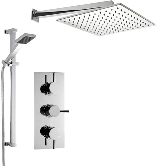 Larger image of Crown Showers Shower Set With Square Handset & Square Head (400x400mm).