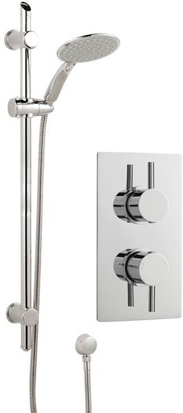 Larger image of Crown Showers Twin Thermostatic Shower Valve, Slide Rail & Round Handset.