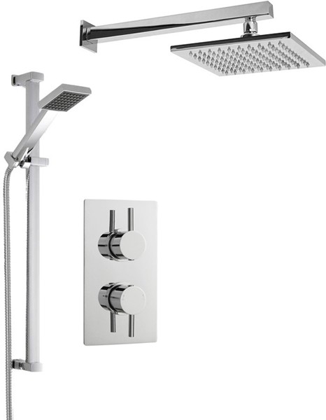 Larger image of Crown Showers Shower Set With Square Handset & Square Head (200x200mm).