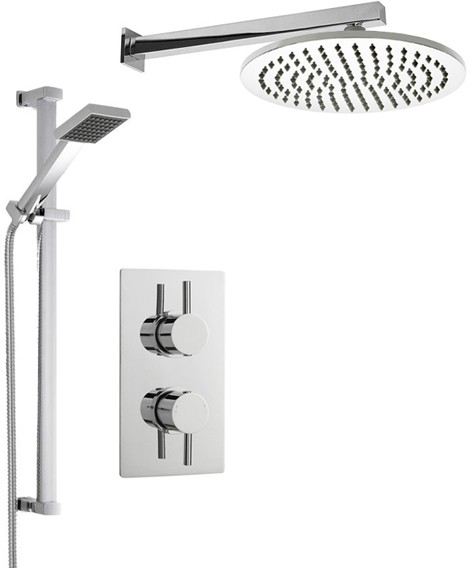 Larger image of Crown Showers Shower Set With Square Handset & Round Head (300mm).