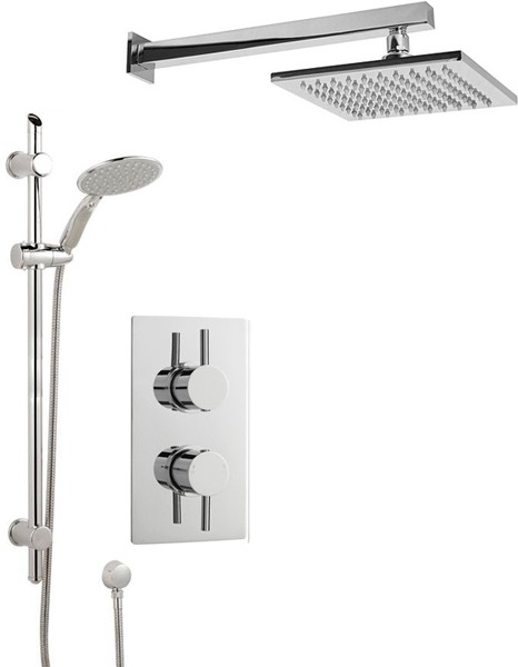 Larger image of Crown Showers Shower Set With Round Handset & Square Head (200x200mm).