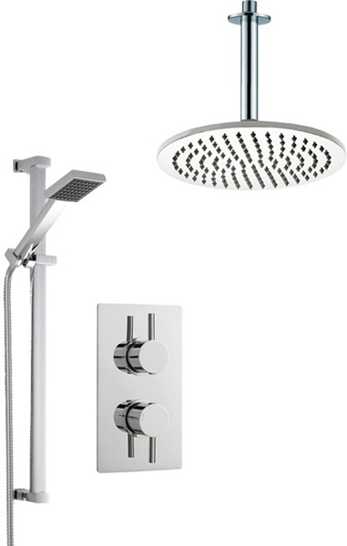 Larger image of Crown Showers Shower Set With Square Handset & Round Head (300mm).