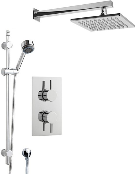 Larger image of Crown Showers Shower Set With Round Handset & Square Head (200x200mm).