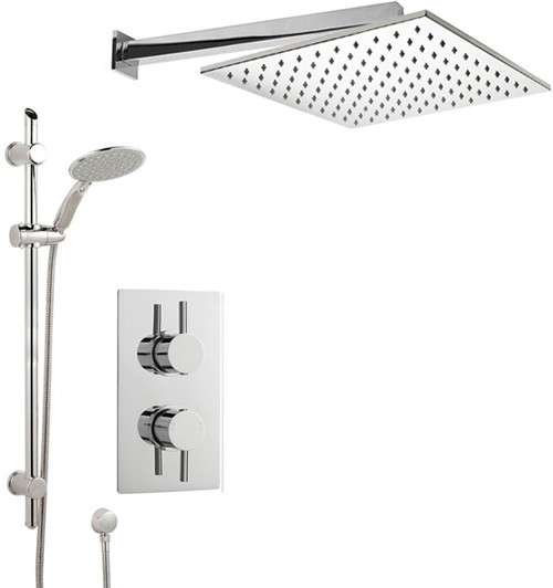 Larger image of Crown Showers Shower Set With Round Handset & Square Head (400x400mm).