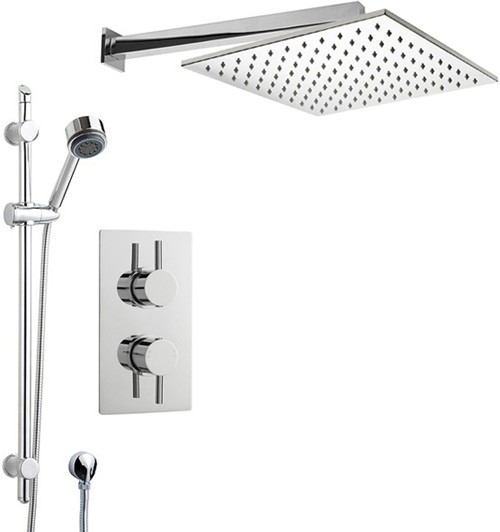 Larger image of Crown Showers Shower Set With Round Handset & Square Head (400x400mm).