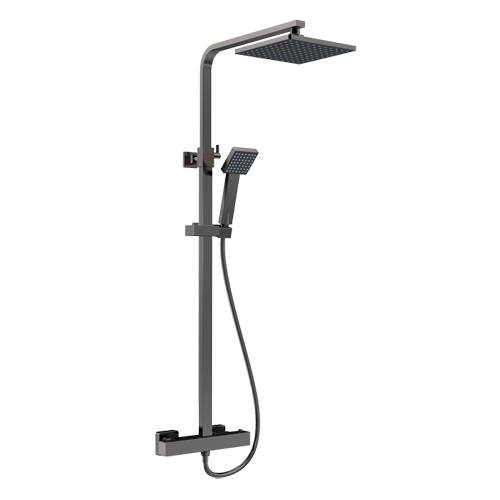 Nuie Brushed Pewter Square Thermostatic Bar Valve And Shower Kit - Image 2