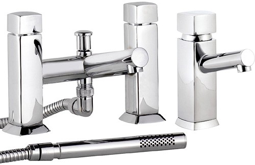 Larger image of Hudson Reed Jule Basin Mixer & Bath Shower Mixer Tap Set (Free Shower Kit).