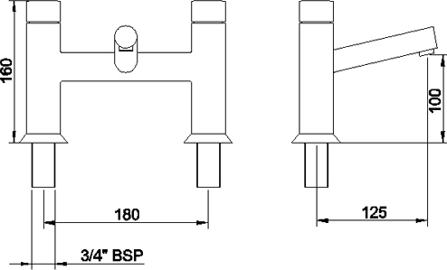 Technical image of Hudson Reed Jule Basin Mixer & Bath Filler Tap Set (Chrome).