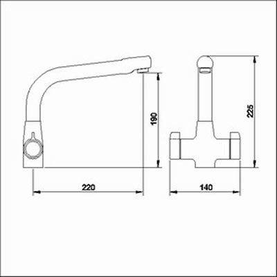 Technical image of Kitchen White cruciform sink mixer.  Example picture only - actual tap may vary.