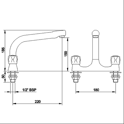 Technical image of Kitchen Sink Mixer (not ceramic valves)