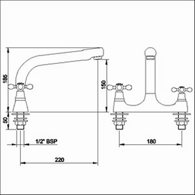 Technical image of Kitchen Viscount sink mixer