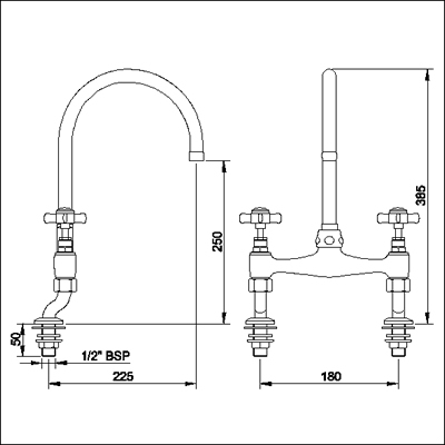 Technical image of Kitchen Bridge sink mixer