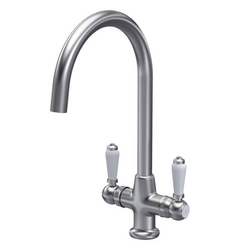 Nuie Traditional Kitchen Sink Mixer Tap (Brushed Nickel, Lever Handles).