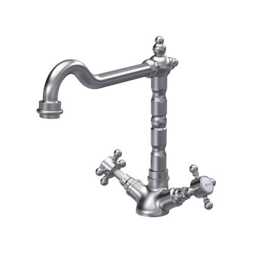 Nuie Traditional Kitchen French Classic Tap (Brushed Nickel, Crosshead Handles).