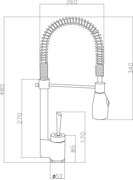 Technical image of Premier Kitchen Designer Pull Out Spray Kitchen Tap (Chrome).