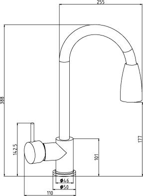 Technical image of Kitchen Pull Out Spray Kitchen Tap (Brushed Steel).